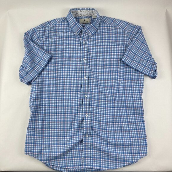 Southern Pines Button Down Shirt Mens XL Blue Plaid Short Sleeve - Picture 1 of 10